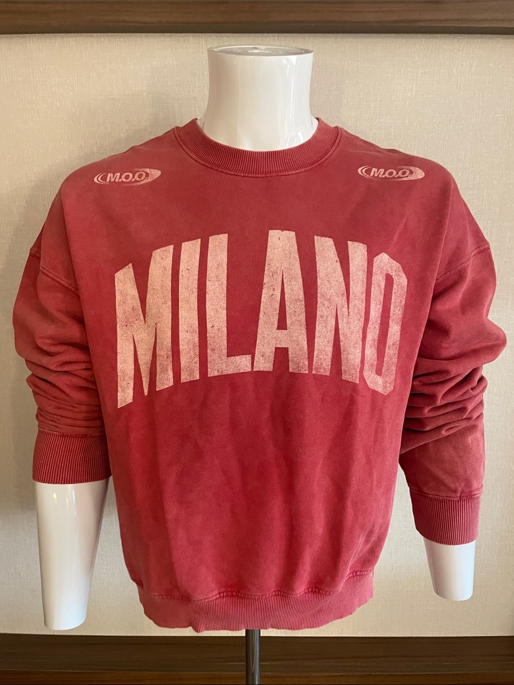 Zara Red Milano Graphic Crewneck Sweater